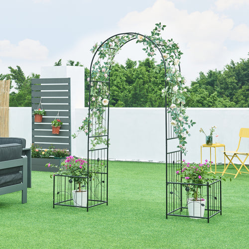 Barisciano rosenbue med 2 sorte blomsterkasser [casa.pro].