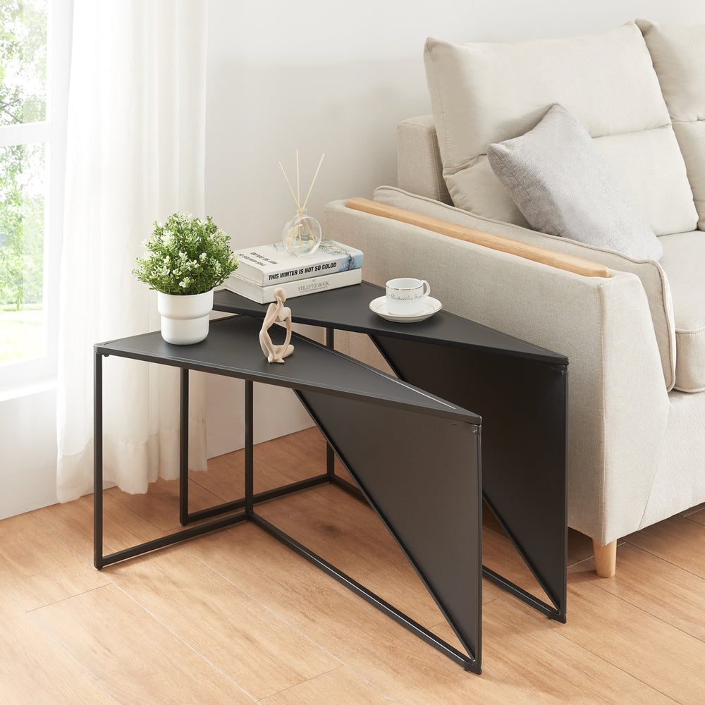 Sætbord Kungsör 2-delt sæt metal sort [en.casa] - premiumXL