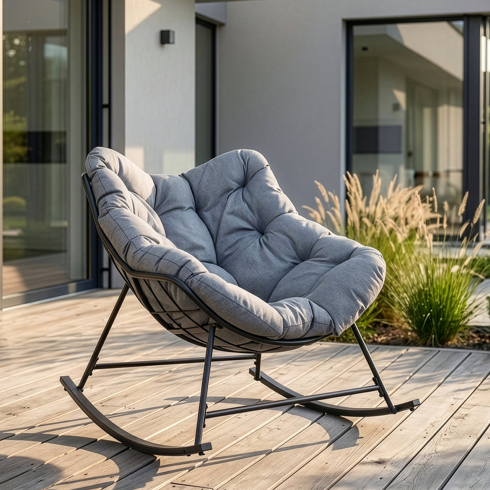 Kurvestol Villeneuve 85x90x91 cm Sort/Grå [en.casa]