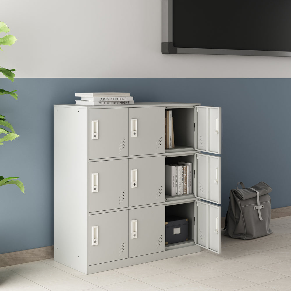 Skab med låger Rautavaara med 4/6/9 døre lysegrå [en.casa] - premiumXL
