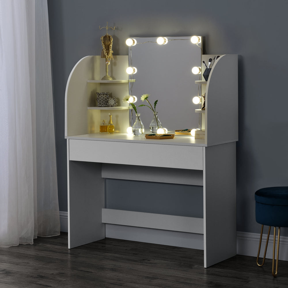 Sminkebord Köla med LED i forskellige farver [en.casa] - premiumXL