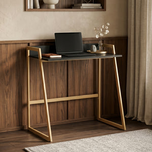 Skrivebord Kuomi 84x73x47 cm Beige/Mørkegrå [en.casa]