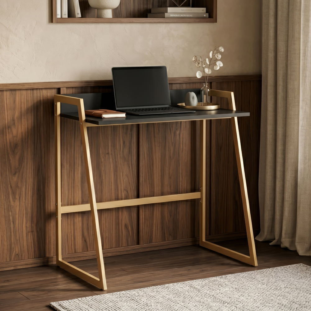 Skrivebord Kuomi 84x73x47 cm Beige/Mørkegrå [en.casa]