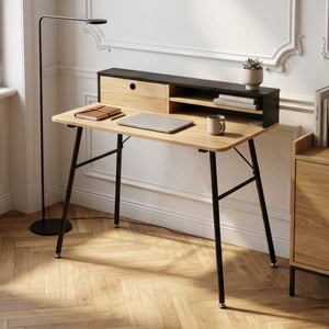 Skrivebord Var 93x90x50 cm Sort/Egeoptik [en.casa]