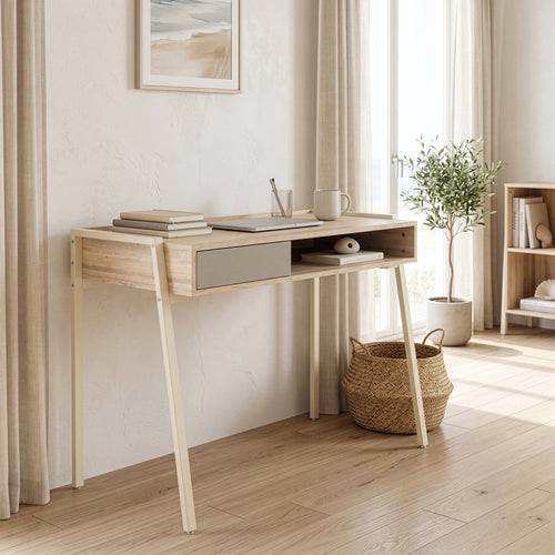 Skrivebord Boderas 107x55x78 cm Beige/Travertin [en.casa]