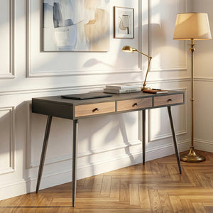 Skrivebordsskammel 115x48x76 cm Sort/Valnøddetrælook [en.casa]