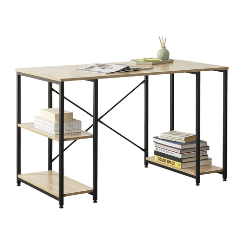 [en.casa]® Skrivebord Aarhus med hylder - 75x120x60cm - stål - melaminbelagt spånplade