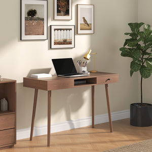 Habo skrivebord med hylde og skuffe 115x48x74cm Mørkt træ en.casa