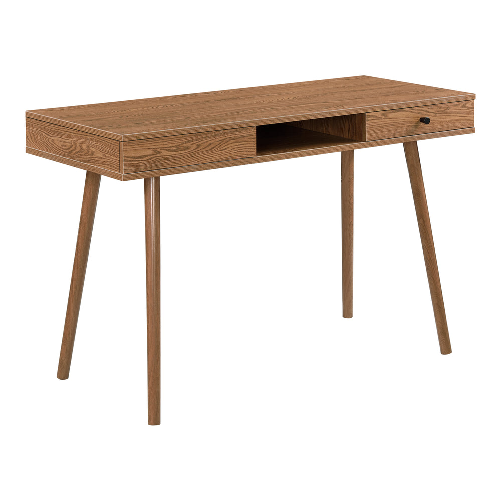 Skrivebord Habo med opbevaring og skuffe 115x48x74cm mørk træfarve en.casa - premiumXL