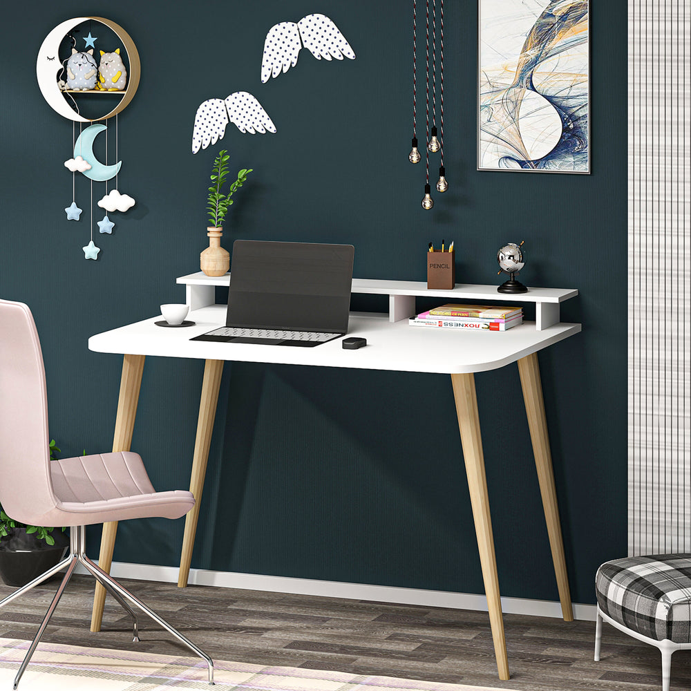 Östhammar skrivebord med hvid bordplade [en.casa].