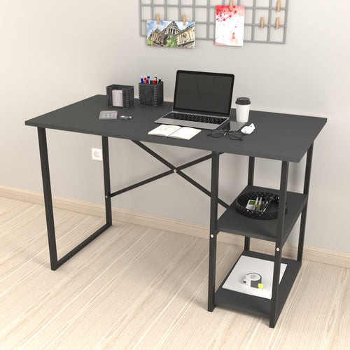 Skrivebord Nittedal med reol 120x60x75cm i forskellige farver [en.casa] - premiumXL