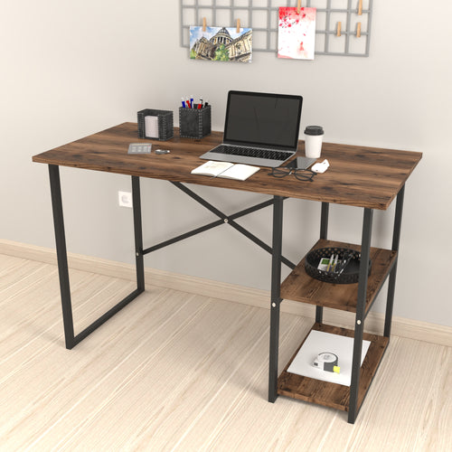 Skrivebord Nittedal med reol 120x60x75cm i forskellige farver [en.casa] - premiumXL