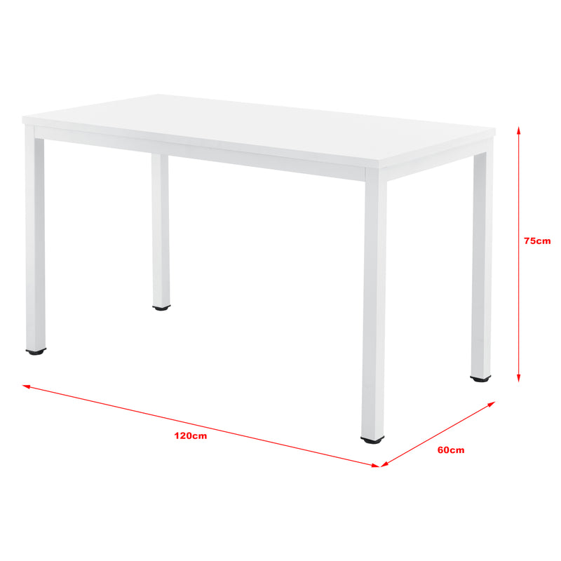 Målskitse [en.casa]® Skrivebord Odense - 75x120x60cm - justerbar højde - stål - melaminbelagt spånplade