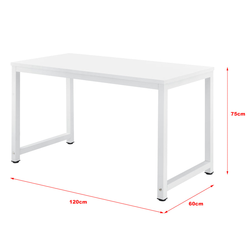 Målskitse [en.casa]® Skrivebord Herning - 75x120x60cm - stål - melaminbelagt spånplade - justerbar højde