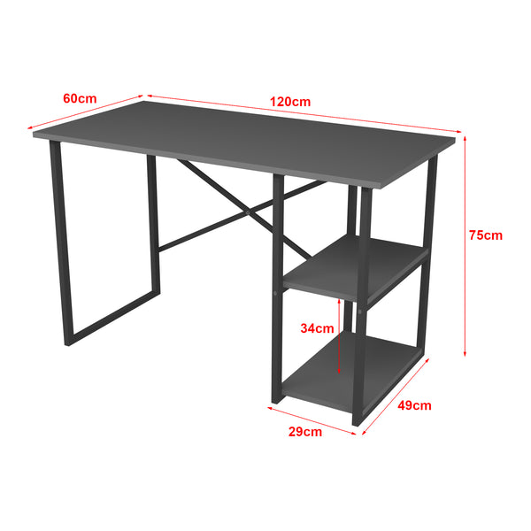 Skrivebord Nittedal med hylde 120x60x75cm i forskellige farver [en.casa]