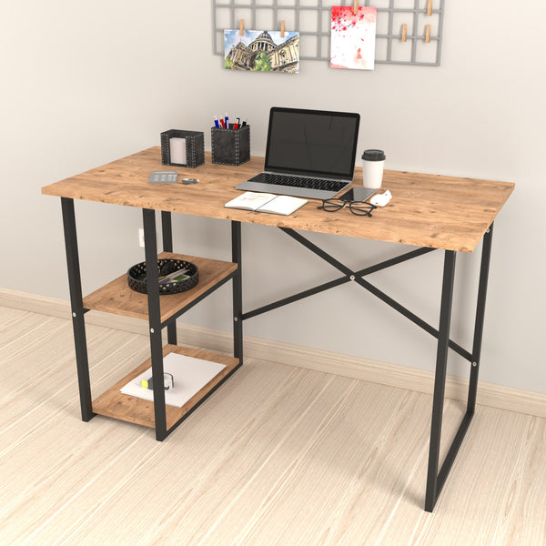 Skrivebord Nittedal med hylde 120x60x75cm i forskellige farver [en.casa]