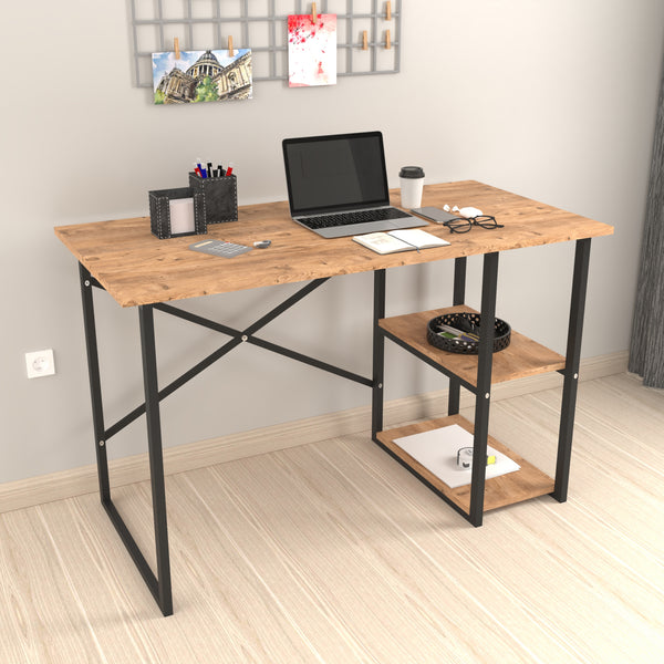Skrivebord Nittedal med hylde 120x60x75cm i forskellige farver [en.casa]