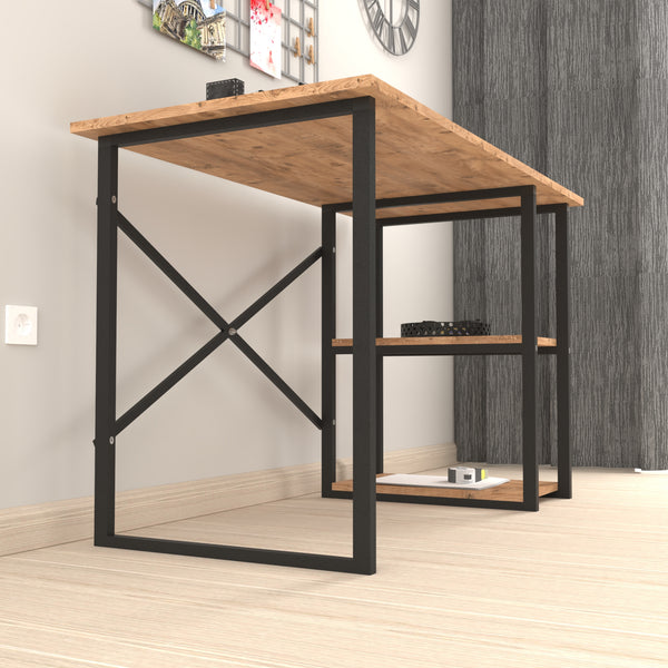 Skrivebord Nittedal med hylde 120x60x75cm i forskellige farver [en.casa]