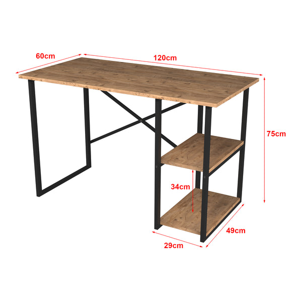Skrivebord Nittedal med hylde 120x60x75cm i forskellige farver [en.casa]
