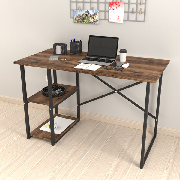 Skrivebord Nittedal med hylde 120x60x75cm i forskellige farver [en.casa]