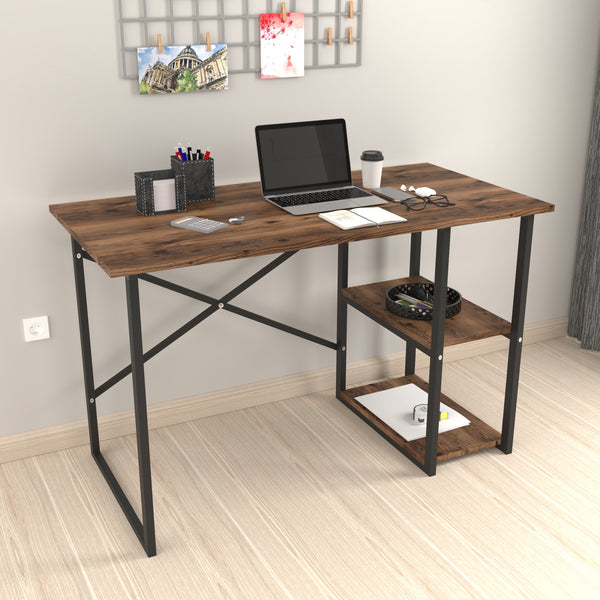 Skrivebord Nittedal med hylde 120x60x75cm i forskellige farver [en.casa]