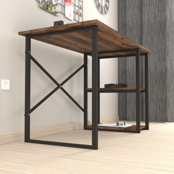 Skrivebord Nittedal med hylde 120x60x75cm i forskellige farver [en.casa]
