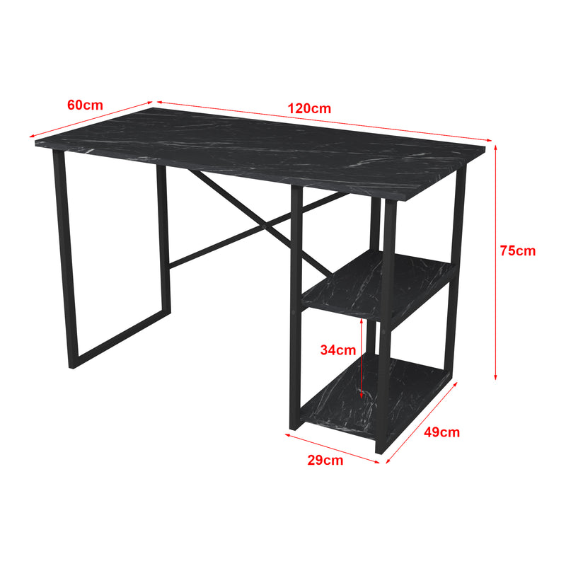 Målskitse Skrivebord Nittedal med hylde 120x60x75cm i forskellige farver [en.casa]