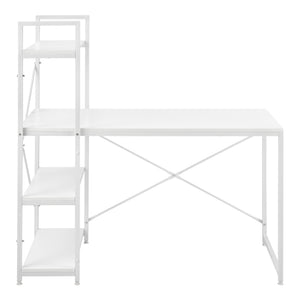 [en.casa]® Skrivebord Stavanger med 4 hylder - 122x120x64cm - stål - melaminbelagt spånplade