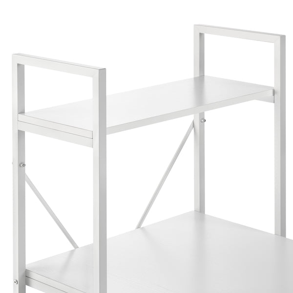 [en.casa]® Skrivebord Stavanger med 4 hylder - 122x120x64cm - stål - melaminbelagt spånplade