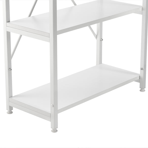 [en.casa]® Skrivebord Stavanger med 4 hylder - 122x120x64cm - stål - melaminbelagt spånplade