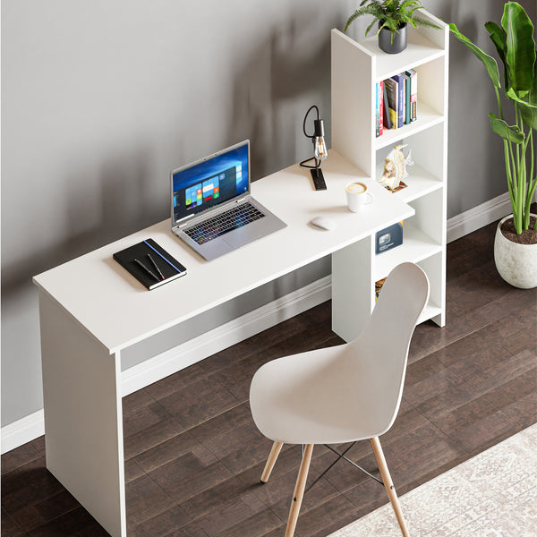Escritorio con estantería lateral Chagtuniejle 150x45x120 cm [en.casa]