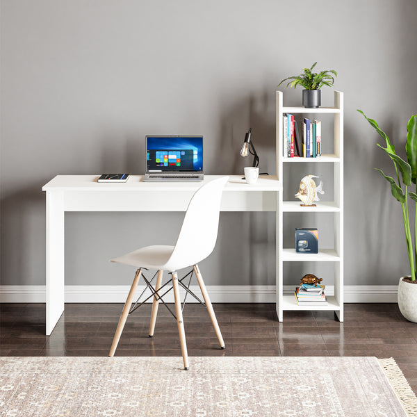 Escritorio con estantería lateral Chagtuniejle 150x45x120 cm [en.casa]