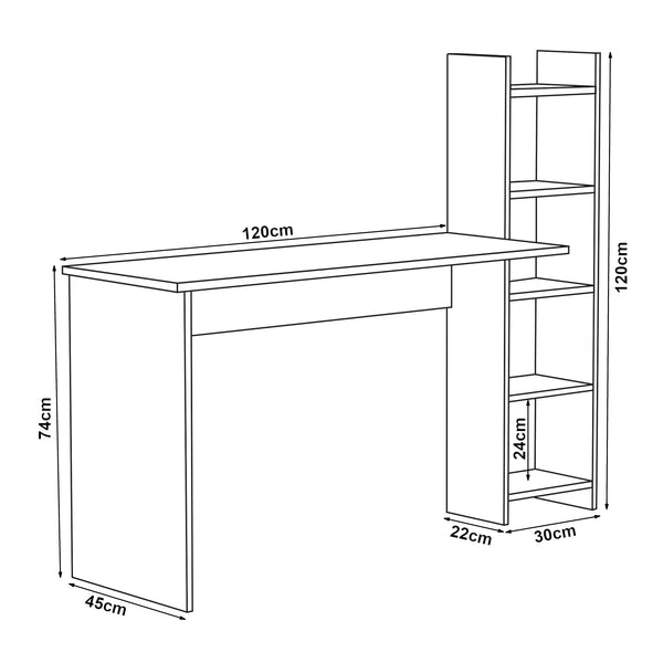 Escritorio con estantería lateral Chagtuniejle 150x45x120 cm [en.casa]