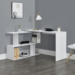 Skrivebord Arendal med hylde L-formet mørkegrå/hvid en.casa