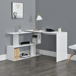 Skrivebord Arendal med hylde L-formet mørkegrå/hvid en.casa