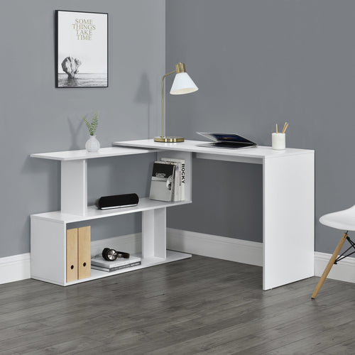 Skrivebord Arendal med hylde L-formet mørkegrå/hvid en.casa