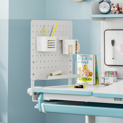 Organizador de escritorio de tablero perforado Sauda 50x50 cm acero - Blanco [en.casa]