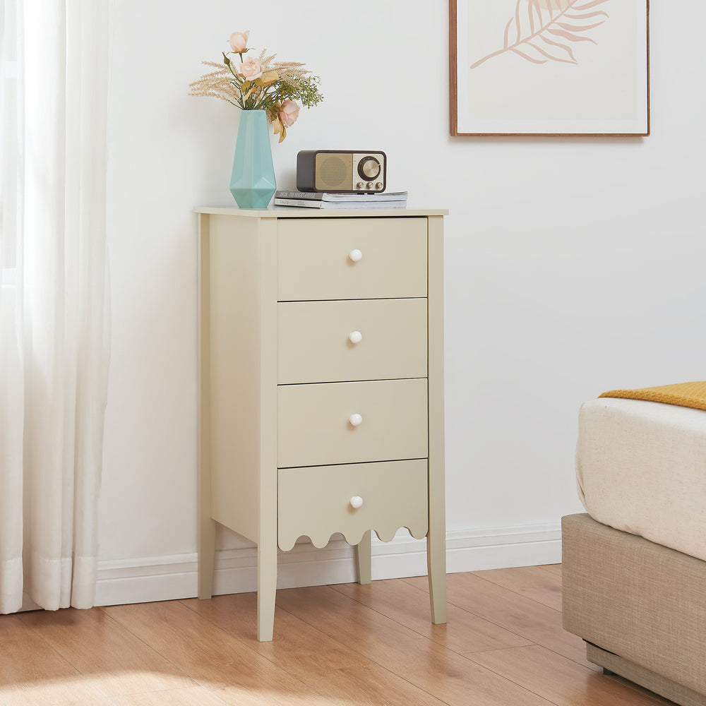 Kommode Luspoo med 4 skuffer 82x40x40 cm cremehvid [en.casa] - premiumXL