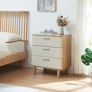 Kommode Ferrersp med 3 skuffer 70x60x40 cm egetræslook/sandfarver [en.casa]