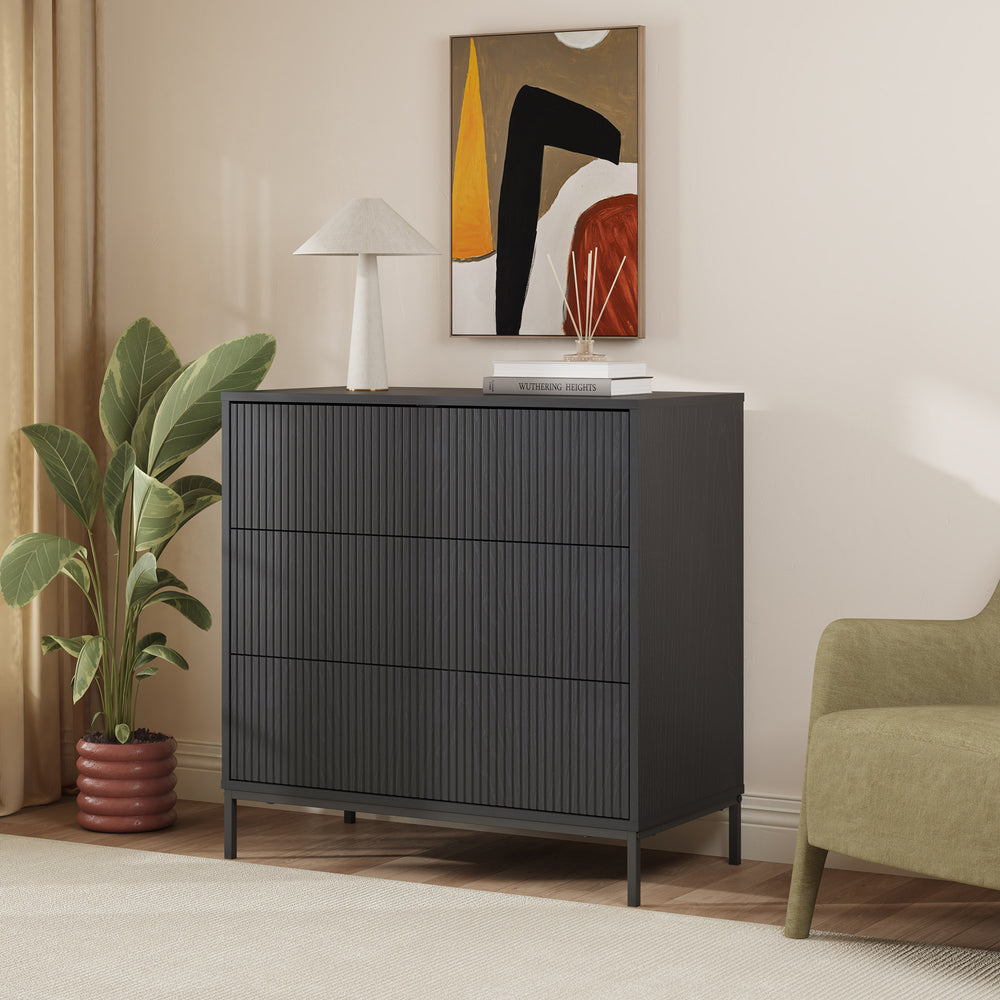 Kommode Nykapin 80x80x40 cm Sort [en.casa]