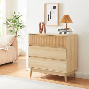 Kommode Landskrona 80x80x40 cm med 3 skuffer egetræslook [en.casa] - premiumXL