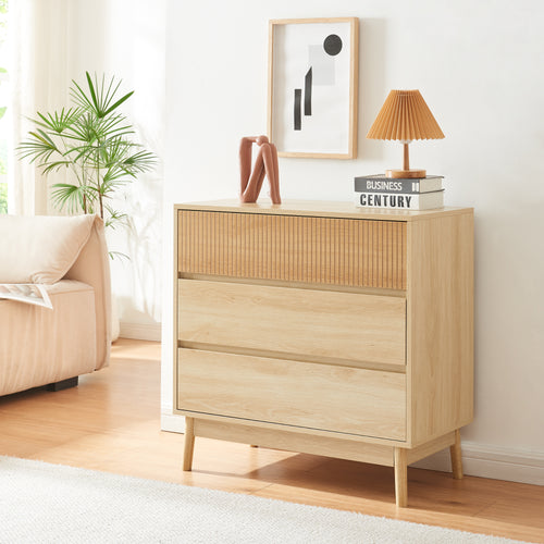 Kommode Landskrona 80x80x40 cm med 3 skuffer egetræslook [en.casa] - premiumXL