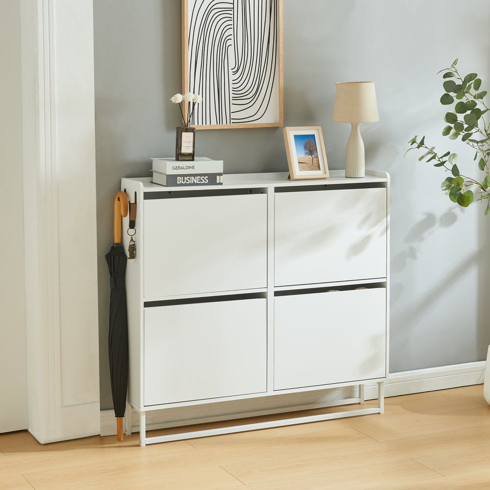 Skoskab Ylitornio 91,5x100x19 cm Hvid [en.casa]