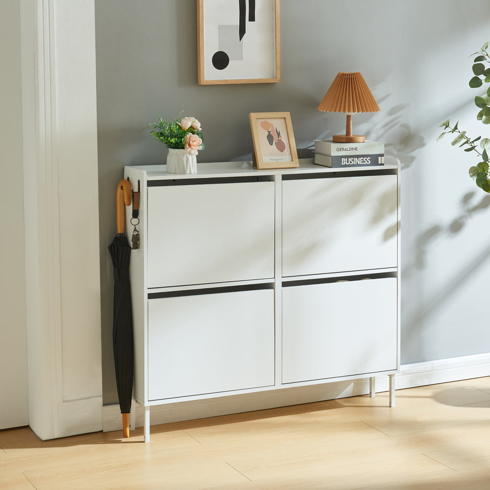 Skoskab Ylitornio 91,5x100x19 cm Hvid [en.casa]