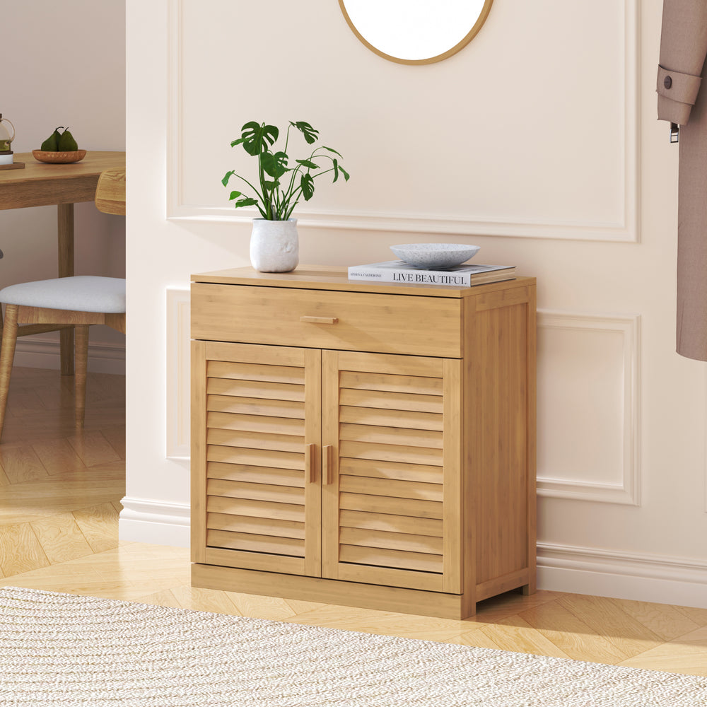 Skoskab Aarela 67x66x34 cm bambus [en.casa]