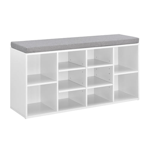 Skoreol Ymir 103x30x48 cm 10 hylder Bænk Hvid/Grå en.casa - premiumXL