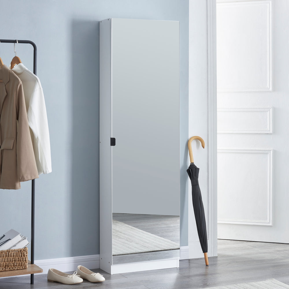 Skoskab Meura 160x48x20cm med spejl Hvid [en.casa] - premiumXL