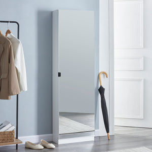 Skoskab Meura 160x48x20cm med spejl Hvid [en.casa] - premiumXL
