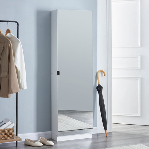 Skoskab Meura 160x48x20cm med spejl Hvid [en.casa] - premiumXL