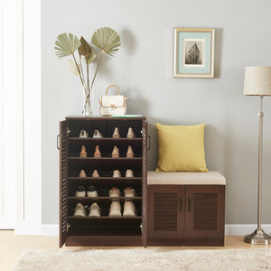 Skoskab Løten med bænk 120x36x97 cm wengé [en.casa]